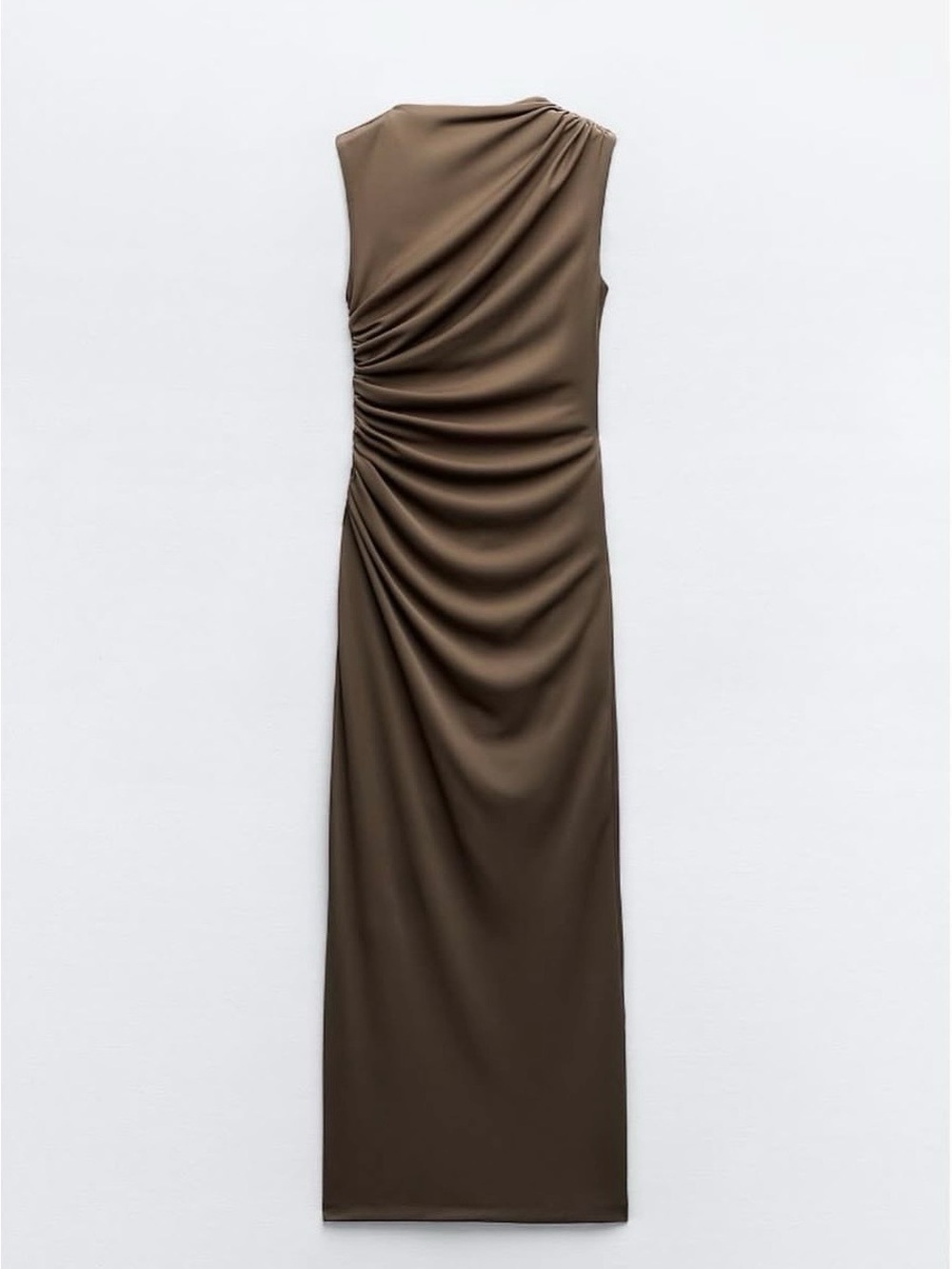 Zara One-Shoulder Ruched Olive Dress